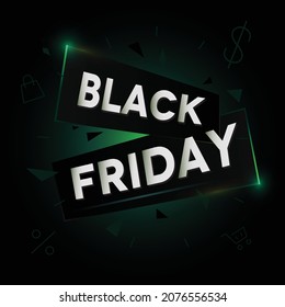 Black Friday Sale Green Banner For Online Marketing Campaign