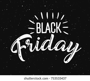Black Friday sale hand sketched logotype, badge typography icon. Lettering discount sale for greeting card, invitation template. Retro, vintage lettering banner poster template