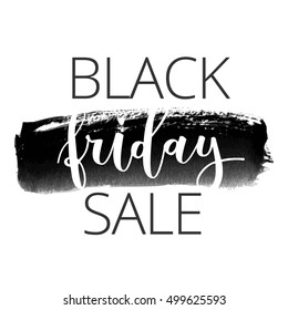 Black friday sale hand written inscription on grunge ink black banner background