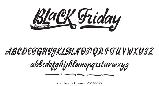 Black Friday Sale. Handmade Font. Alphabet written by hand, for your design