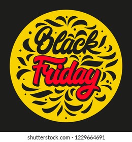 Black Friday sale handmade lettering. Background for logo, banners, labels, badges, prints, posters. Vector illustration.