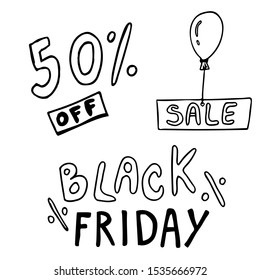 Black Friday Sale handmade lettering grunge texture and light background for logo, banners, labels, badges, prints, posters, web. Vector illustration.