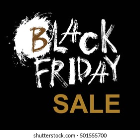 Black Friday Sale handmade lettering, calligraphy with film grain, noise, dotwork, grunge texture and light background for logo. Vector illustration.