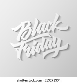 Black Friday Sale handmade lettering, 3d oblique calligraphy with block blended shade and realistic shadow for logo, banners, labels, badges, prints, posters, web, presentation. Vector illustration.