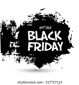 Black Friday Sale handmade lettering, calligraphy with film grain, noise, dotwork, grunge texture and dark background for logo, banners, labels, badges, prints, posters, web. Vector illustration.