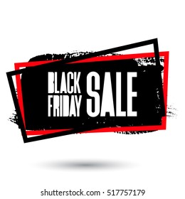 Black Friday Sale handmade lettering, calligraphy with film grain, noise, dotwork, grunge texture and dark background for logo, banners, labels, badges, prints, posters, web. Vector illustration.