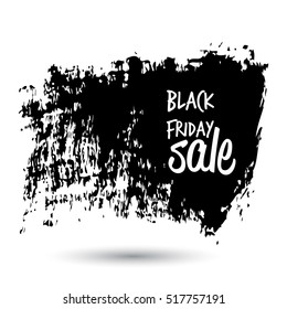 Black Friday Sale handmade lettering, calligraphy with film grain, noise, dotwork, grunge texture and dark background for logo, banners, labels, badges, prints, posters, web. Vector illustration.