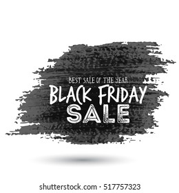 Black Friday Sale handmade lettering, calligraphy with film grain, noise, dotwork, grunge texture and dark background for logo, banners, labels, badges, prints, posters, web. Vector illustration.