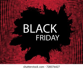 Black Friday Sale handmade lettering, calligraphy with film grain, noise, dotwork, grunge texture and dark background for logo, banners, labels, badges, prints, posters, web. Vector illustration.