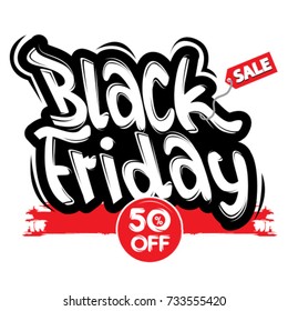 Black Friday Sale handmade lettering banner. Vector illustration