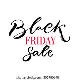 Black friday sale handwritten text. Black and pink colors. Vector promo banner