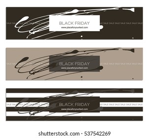 black friday sale header set with ink splatter