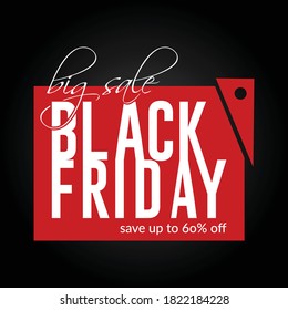 Black Friday Sale Horizontal Banner with Red Background abstract sale tag circle banner Vector illustration.