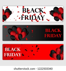 Black Friday Sale Horizontal Banners Set.