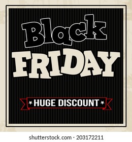 Black friday sale, huge discount design template, vector illustration