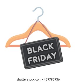 Black friday sale icon in cartoon style isolated on white background. E-commerce symbol stock vector illustration.