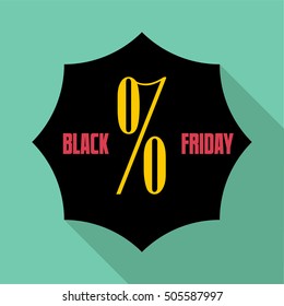 Black Friday sale icon. Flat illustration of Black Friday sale vector icon for web isolated on turquoise background