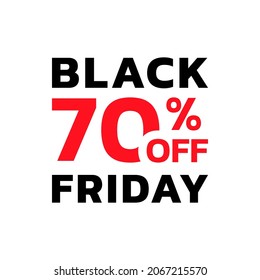 Black Friday sale icon, label or tag with 70 percent price off. Modern discount card or promotion banner design element. Vector illustration.