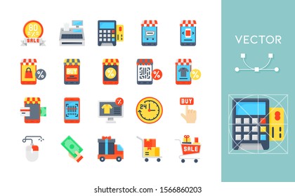Black friday and sale icon set, flat design