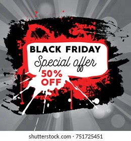 Black friday sale illustration with paint splashes