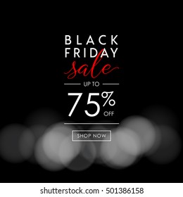 Black Friday Sale illustration for social media banner, ad, newsletter, poster, flyer, website. Typographic vector design.