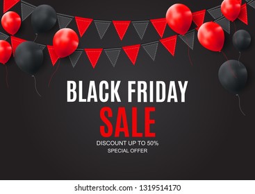 Black Friday Sale Inscription Banner Design Template. Vector illustration EPS10