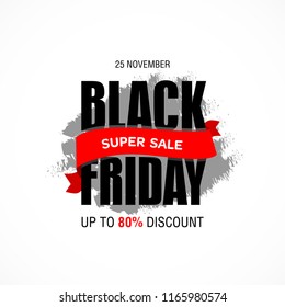 Black Friday sale inscription best design template. Black Friday banner, poster, badge, sticker, web advertising vector illustration.