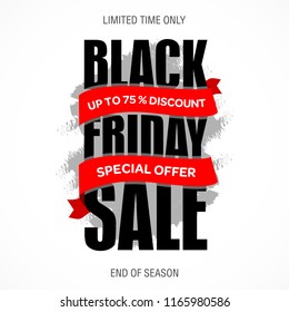 Black Friday sale inscription best design template. Black Friday banner, poster, badge, sticker, web advertising vector illustration.