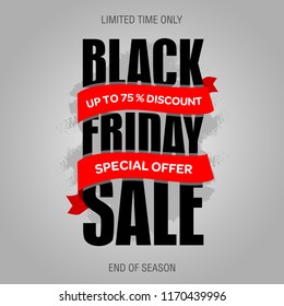 Black Friday sale inscription best design template. Black Friday banner, poster, badge, sticker, web advertising vector illustration.