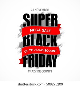 Black Friday sale inscription best design template. Black Friday banner, poster, badge, sticker, web advertising vector illustration.