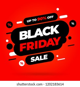 Black Friday sale inscription design template. Red banner Black Friday. Vector illustration eps 10.