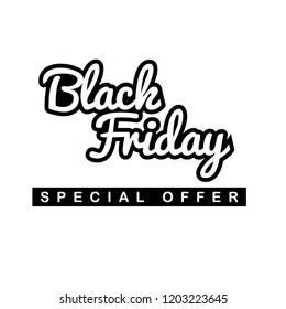 Black Friday sale inscription design template.Handwritten Font