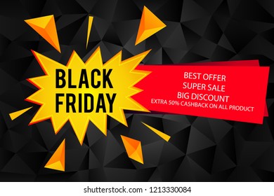 Black Friday sale inscription design template.  Black Friday Super Sale offer. Discount offer presentation. Creative concept for sales season.