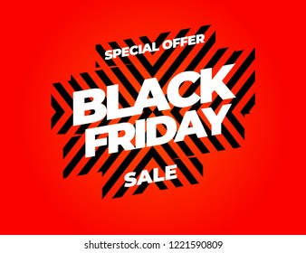 Black Friday sale inscription design template. Red banner Black Friday. Vector illustration eps 10.