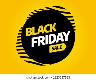 Black Friday sale inscription design template. Yellow banner Black Friday. Vector illustration eps 10.