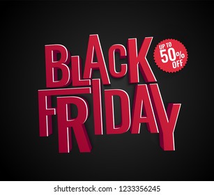 Black Friday sale inscription design template, special offer. Vector illustration. up to 50% 0ff.