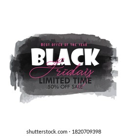 Black Friday sale inscription design template. Black Friday Text with 50-80% Discount