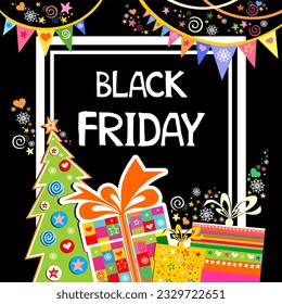 Black Friday sale inscription design template. Black Friday banner. Lux and business vibes laconic xmas design element for card, header, invitation, poster, social media, post publication. Vector 