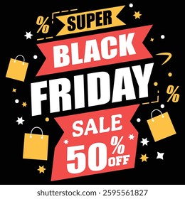 Black Friday sale inscription design template. Black Friday banner vector design element.