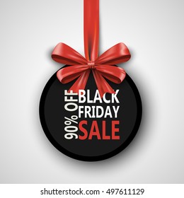 Black Friday sale inscription design template.Banner with bow ribbon. Discount special off black friday design banner. Shopping black friday promotion poster. Vector illustration black friday concept 