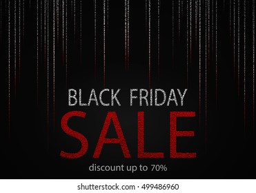 Black Friday sale inscription design template. Black friday silver sale banner decoration. Vector illustration.