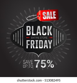 Black Friday sale inscription design template. Black Friday banner. Black Friday Sale Poster. Black Friday Calligraphic Advertising Poster design. Sale Discount Banner Label style. Vector illustration