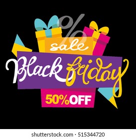 Black Friday sale inscription design template. Black Friday banner. Vector illustration