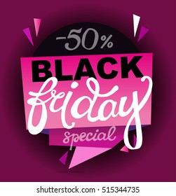 Black Friday sale inscription design template. Black Friday banner. Vector illustration