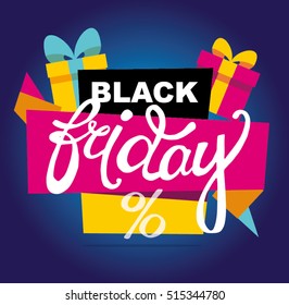 Black Friday sale inscription design template. Black Friday banner. Vector illustration