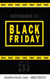 Black Friday sale inscription design template. Black Friday banner. Up to 70 percent off. Special offer. Vector illustration EPS10