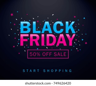 Black Friday sale inscription design template. Black Friday banner. Vector illustration