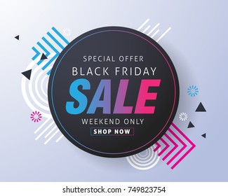 Black Friday sale inscription design banner template.  Vector illustration