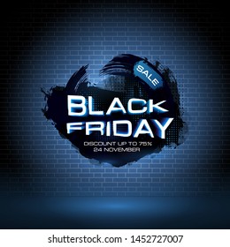 Black Friday sale inscription on abstract stains. Friday banner. Sale and discount. Vector illustration