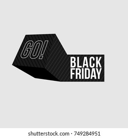 Black Friday sale inscription on geometric object. Black Friday template for your banner or poster. Sale and discount. Vector illustration